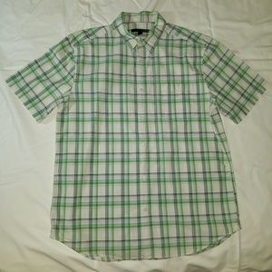 Old Navy Green, White, and Blue Short Sleeve Shirt
